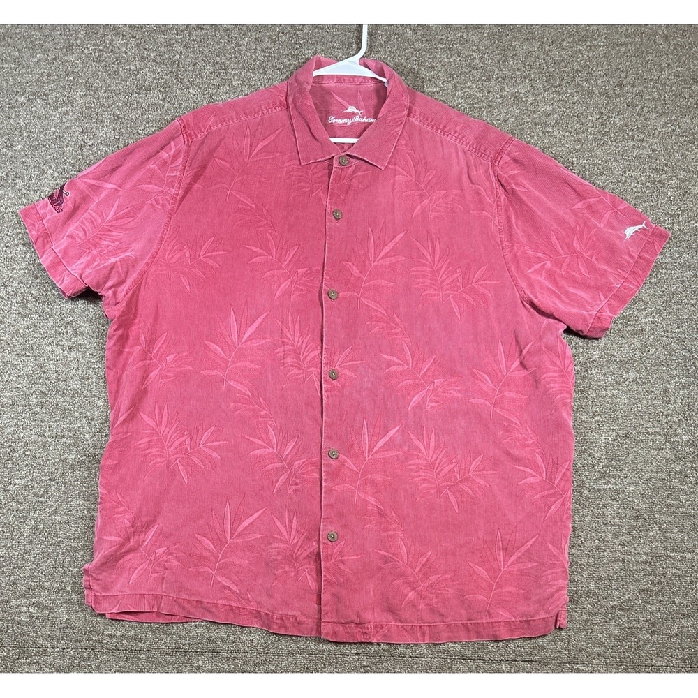 Tommy Bahama Mens XXL Salmon Pink Silk Floral St. Louis Cardinals Hawaiian READ